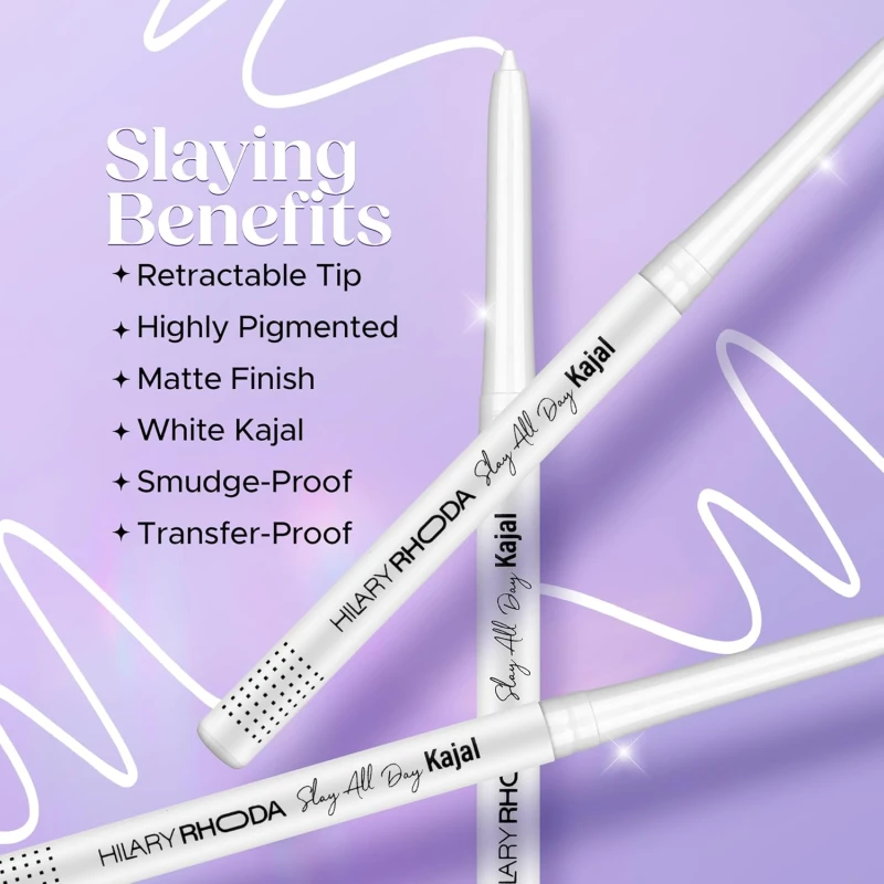 Hilary Rhoda Slay All Day Kajal | Retractable & Long Lasting | Matte Finish | Highly Pigmented | Transfer-Proof & Smudge-Proof Kajal - 0.35g (White) thumbnail 5